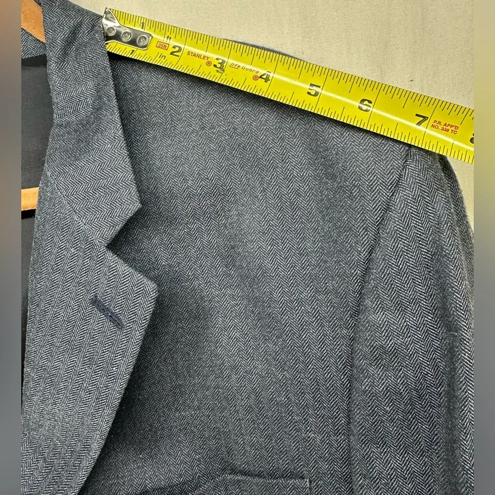 Lauren Ralph Lauren Mens Blazer Blue Herringbone‎ Silk Wool 46R Sport Coat